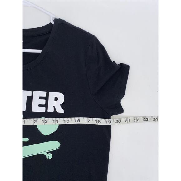 Amazon Stretch Round Neck Short Sleeve Pullover Skater Girl T-Shirt Black Large - Picture 6 of 7